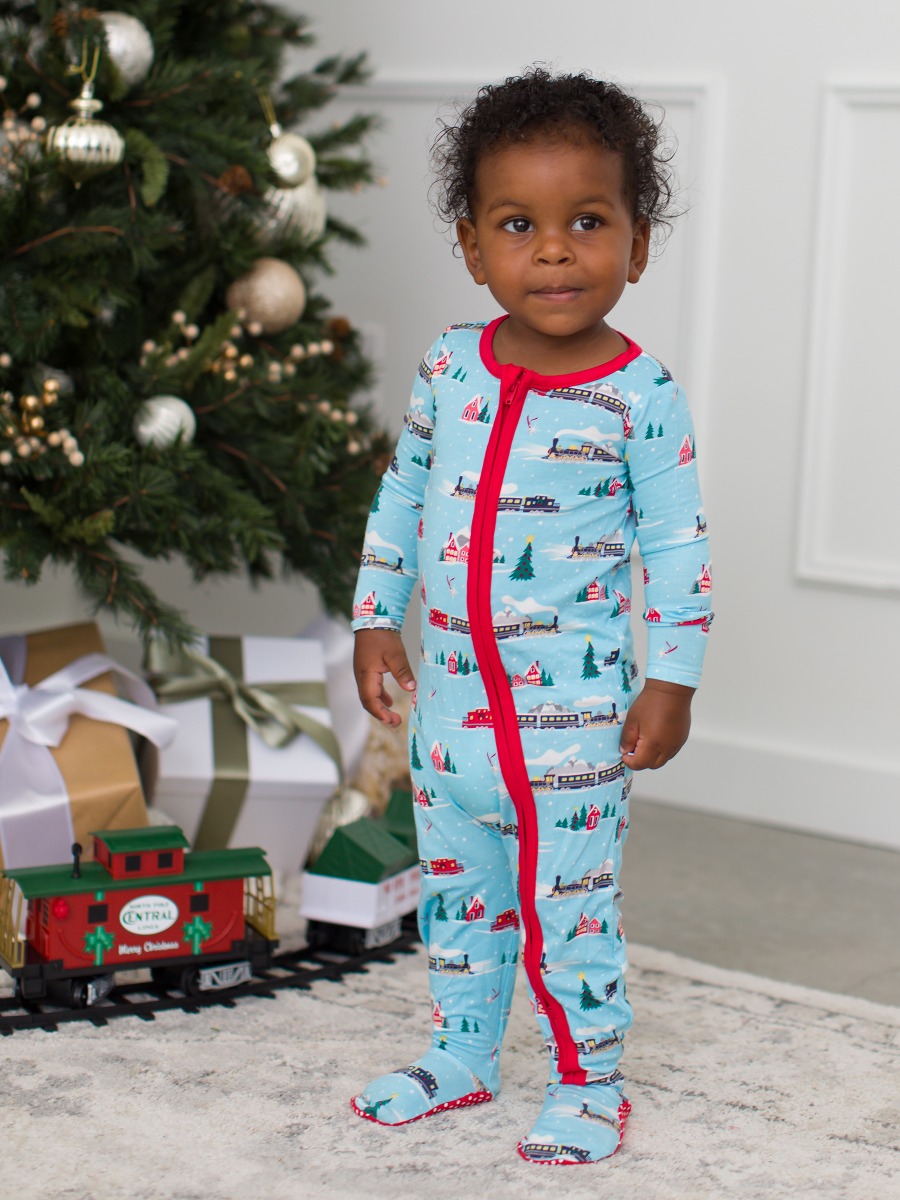 All Aboard One Piece Footie Pajama, Bamboo Viscose