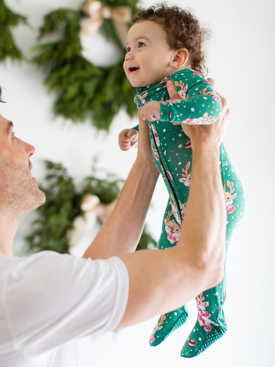 Reindeer Cheer One Piece Footie Pajama, Bamboo Viscose