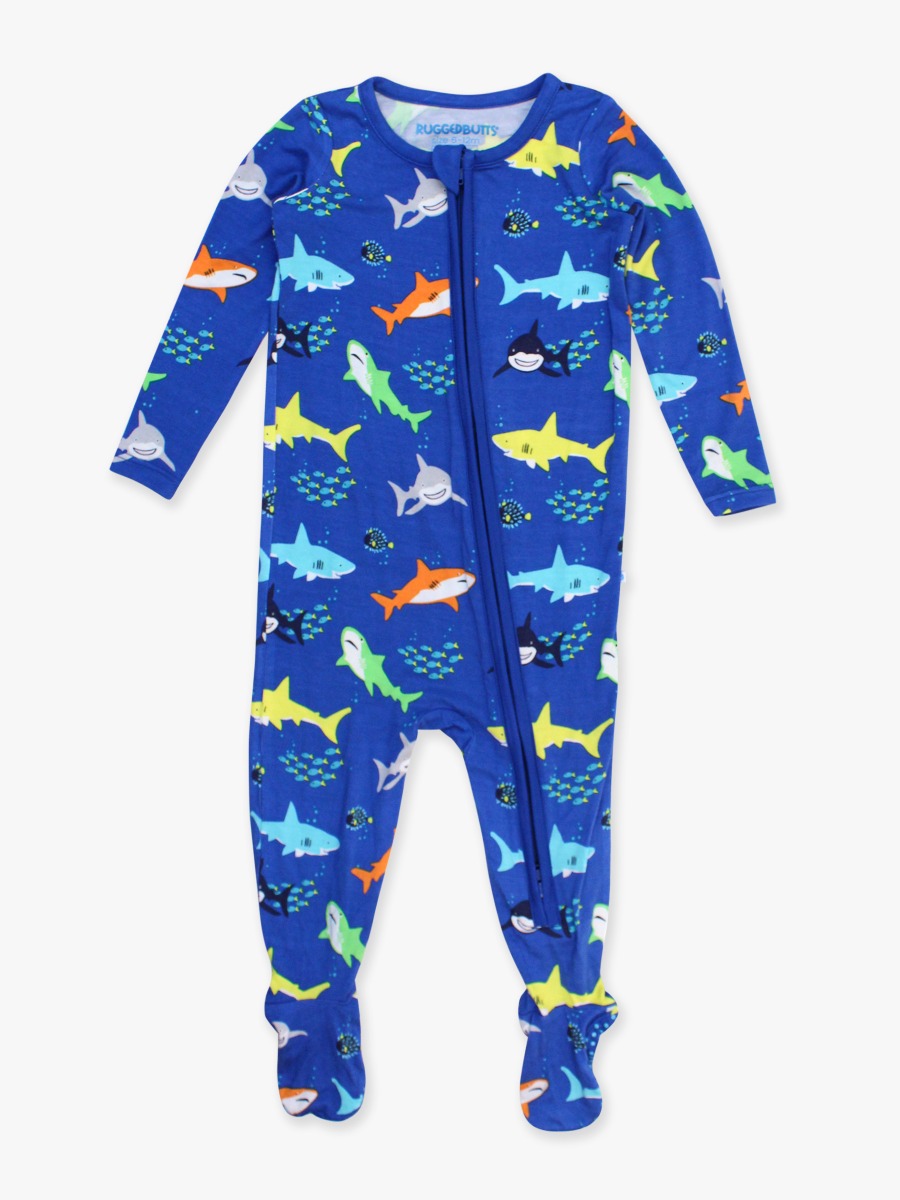 Happy Sharks One Piece Footie Pajamas