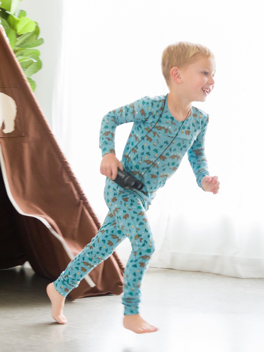 Beary Happy Camper Long Sleeve Pajama Set, Bamboo Viscose