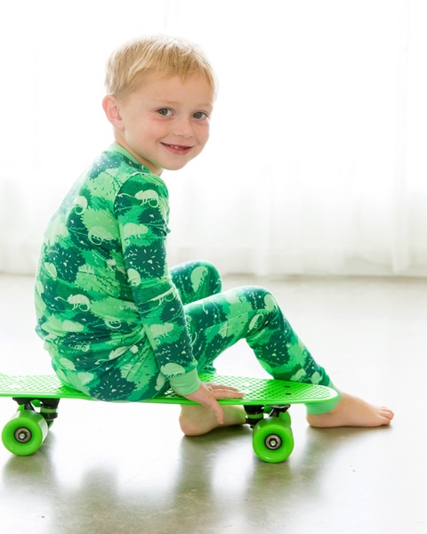 Camo Chameleon Long Sleeve Pajama Set, Bamboo Viscose