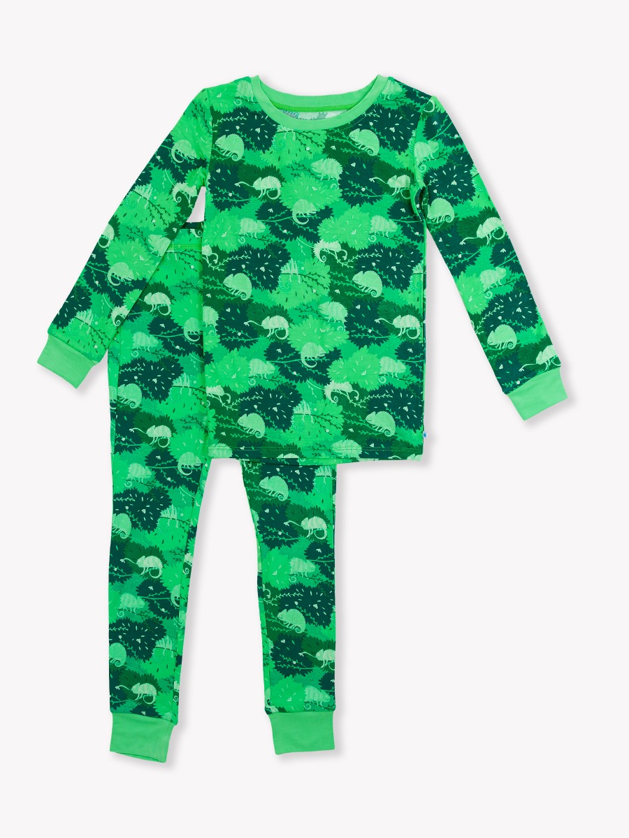 Camo Chameleon Long Sleeve Pajama Set, Bamboo Viscose