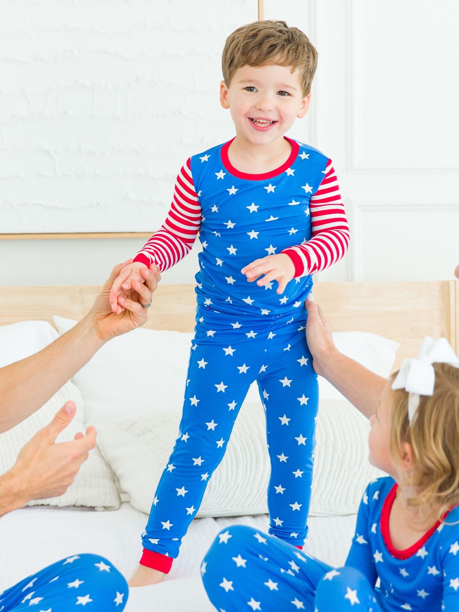 Stars & Stripes Long Sleeve Pajama Set, Bamboo Viscose