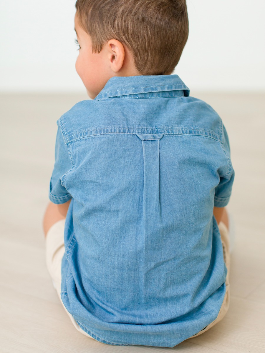 Light Wash Short Sleeve Button Down Shirt