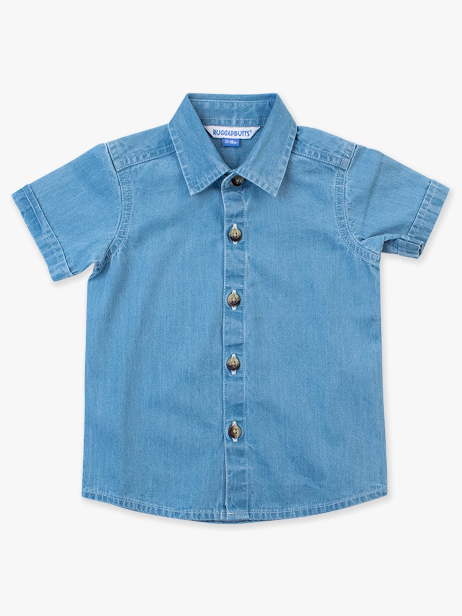 Light Wash Short Sleeve Button Down Shirt