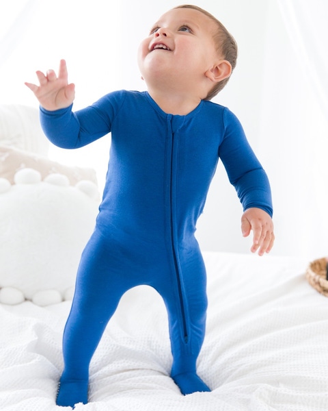 Starry Night Blue One Piece Footie Pajamas, Modal Blend