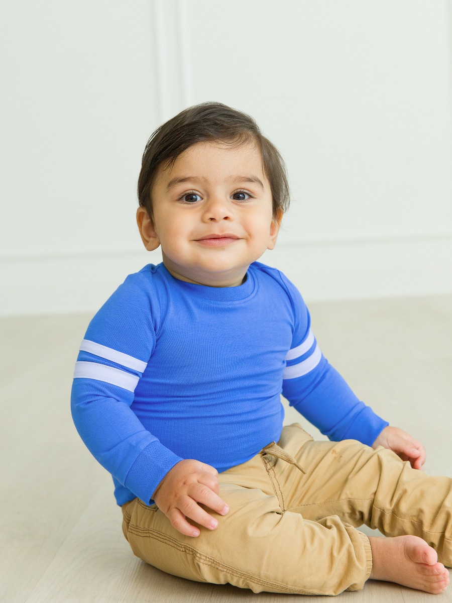 Sonic Blue Racing Stripe Long Sleeve Bodysuit