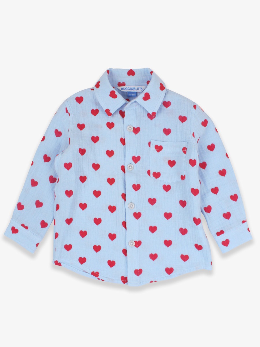 Steal Your Heart Cotton Gauze Long Sleeve Button Down Shirt