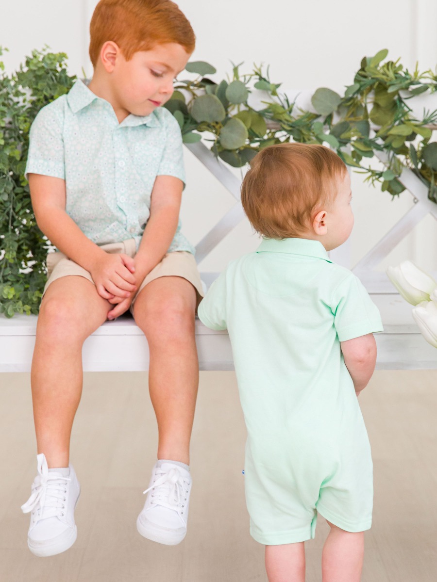 Mint Pique Polo Romper
