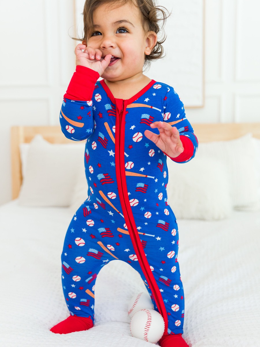 Play Ball Convertible One Piece Pajama, Bamboo Viscose
