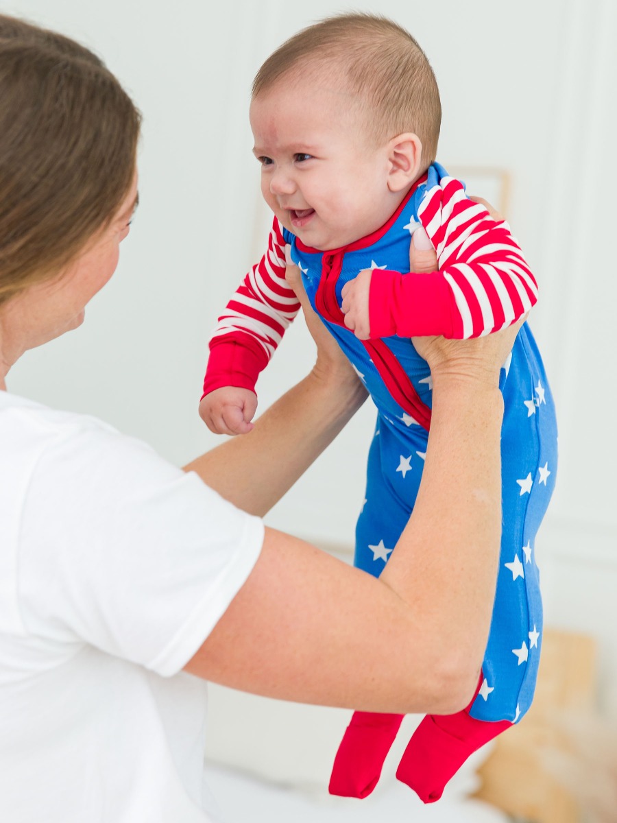 Stars & Stripes Convertible One Piece Pajamas, Bamboo Viscose