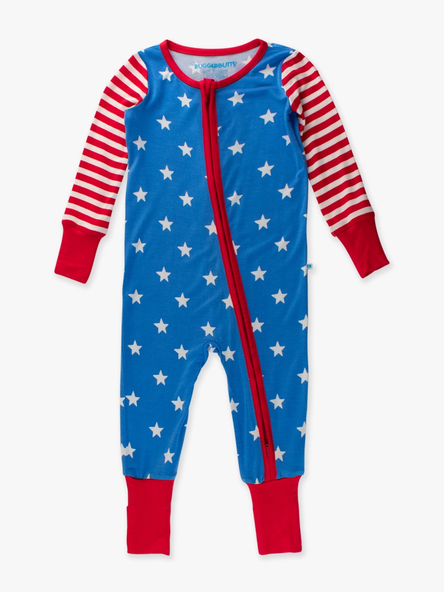 Stars & Stripes Convertible One Piece Pajamas, Bamboo Viscose