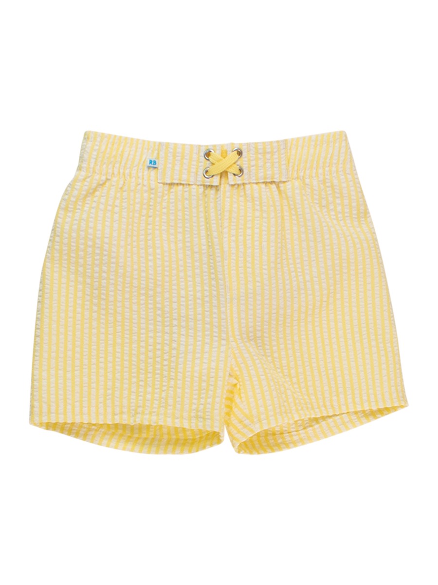 Banana Seersucker Swim Trunks