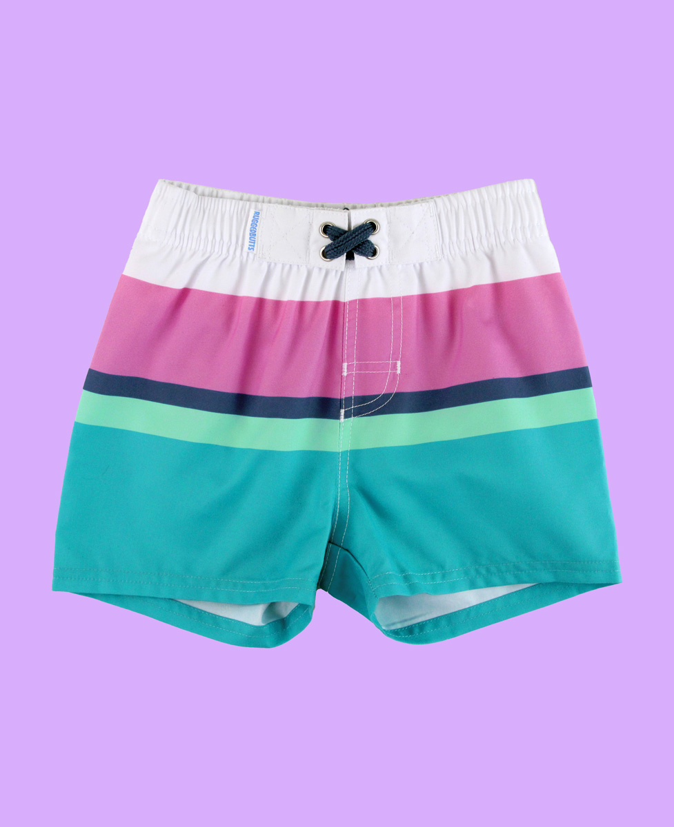 Aqua Color Block Swim Trunks