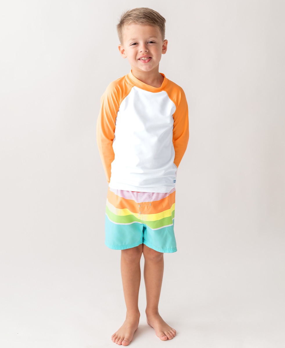 Island Rainbow Multi-Stripe Swim Trunks