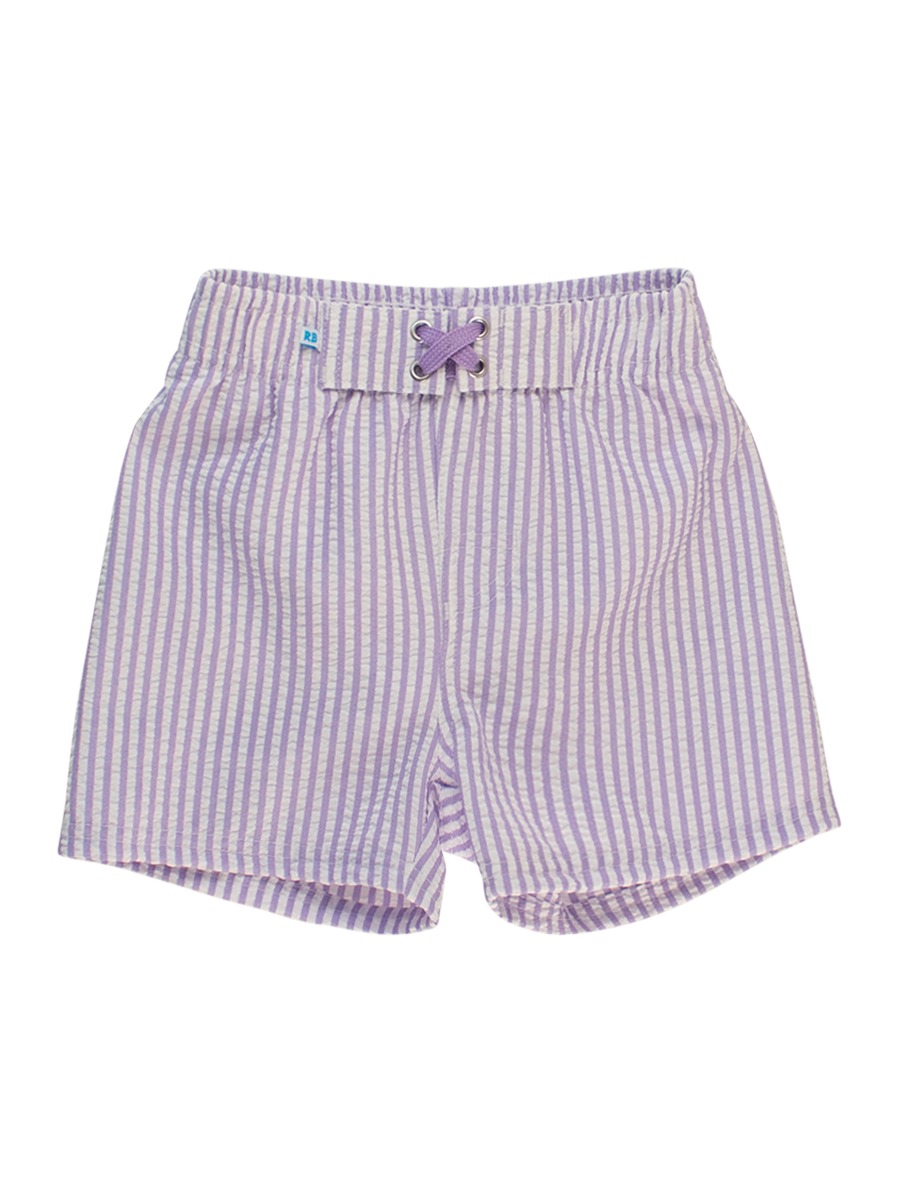Lavender Seersucker Swim Trunks
