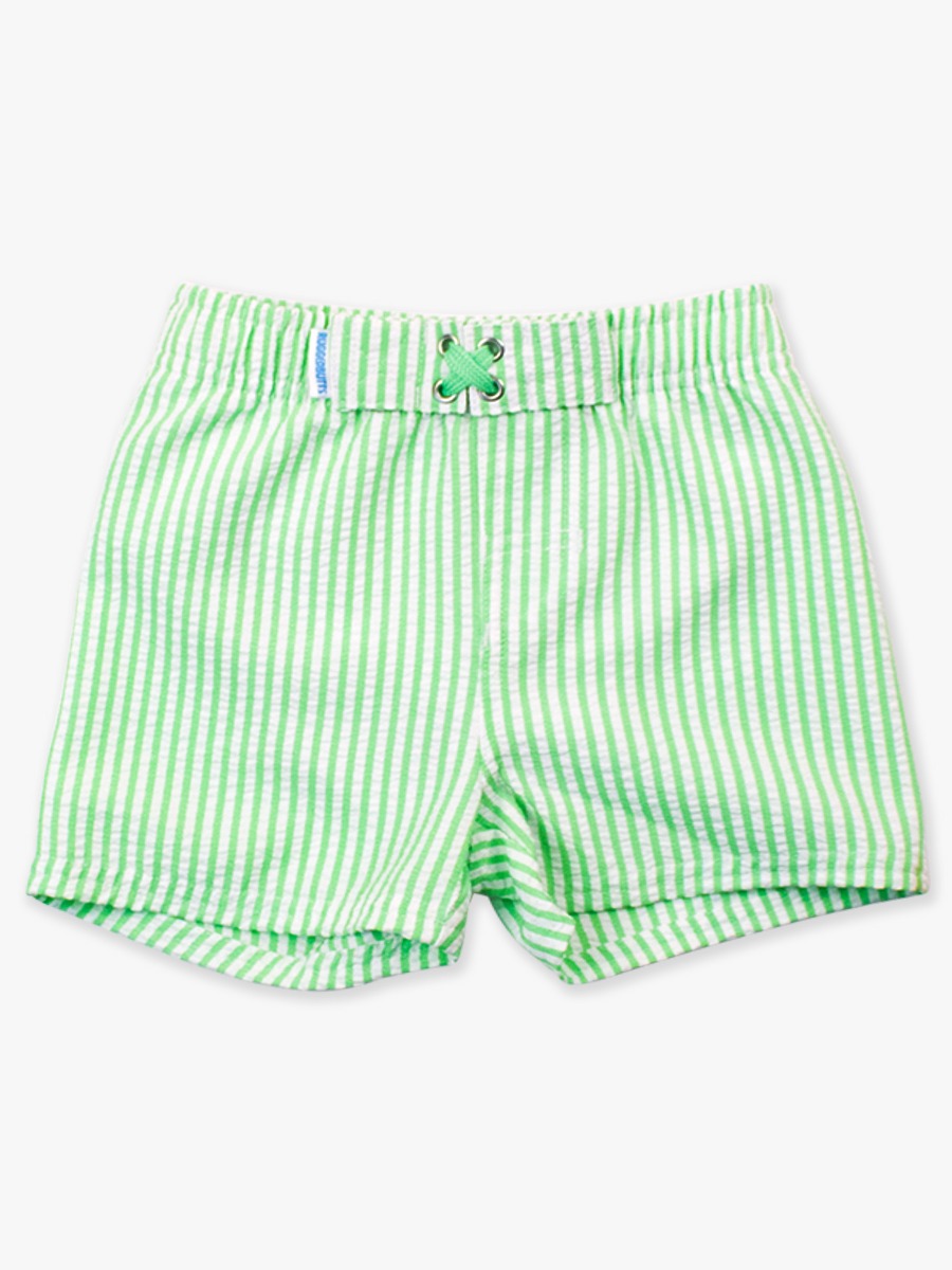 Spring Green Seersucker Swim Trunks