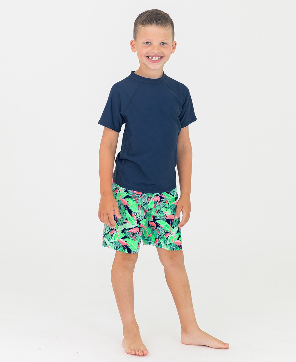 Flamingo Frenzy Swim Trunks