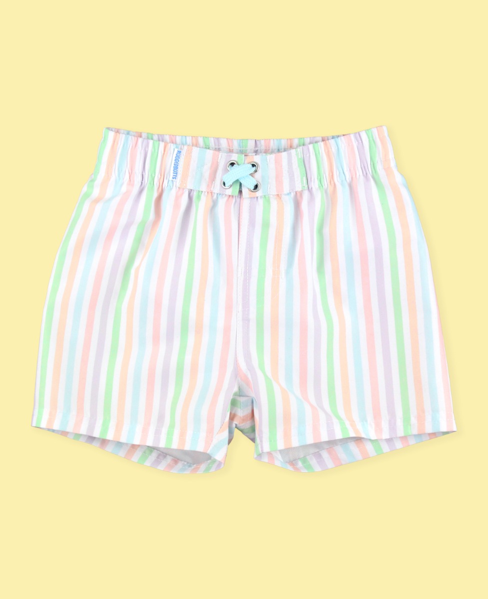 Pale Rainbow Stripe Swim Trunks