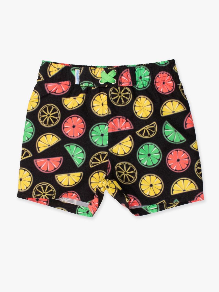 Neon Black Citrus Swim Trunks