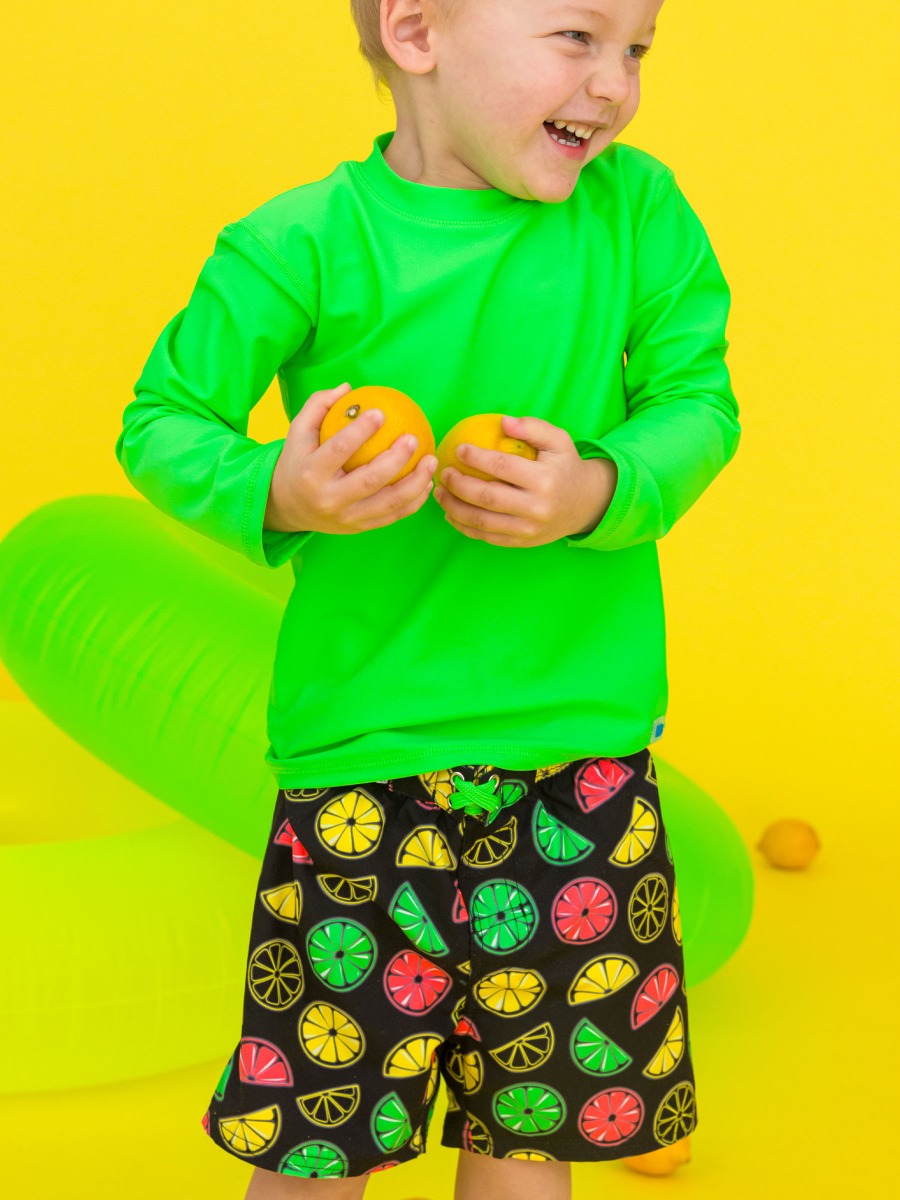 Neon Black Citrus Swim Trunks