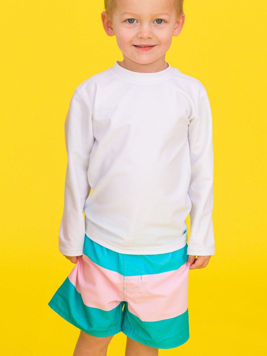 Neon Pool Party Color Block Swim Trunks