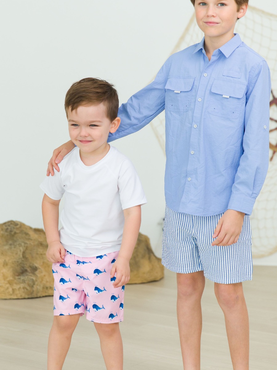 Pink Whale Friends Swim Trunks