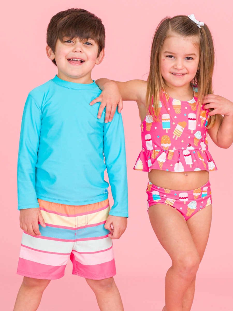 Ice Cream Stripe Swim Trunks