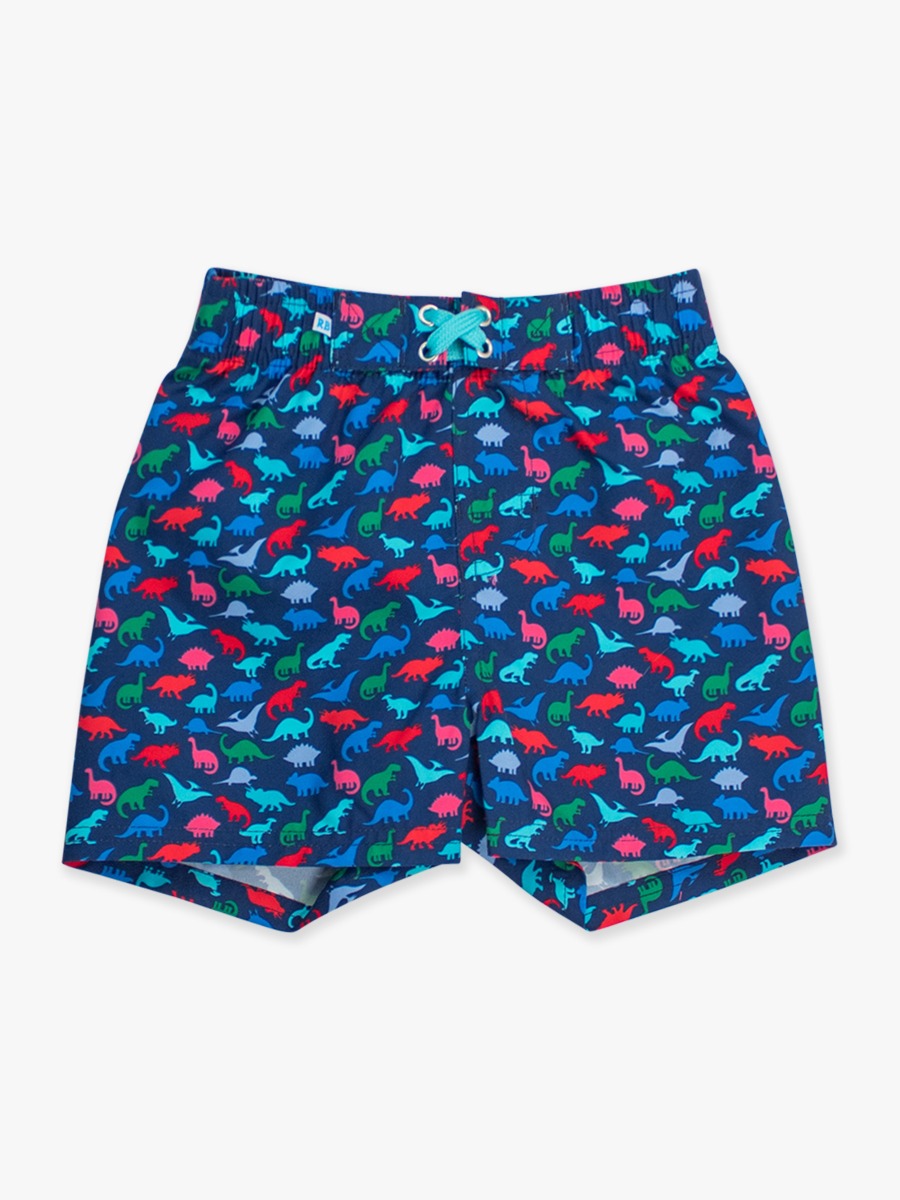 Babyhug Cotton Woven Dino Printed Swimming Trunk - Navy Blue