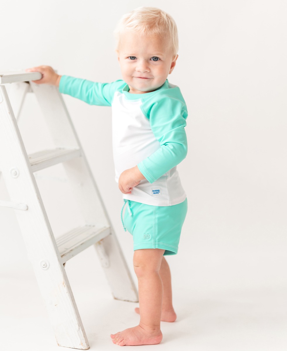 Island Blue Shortie Swim Trunks