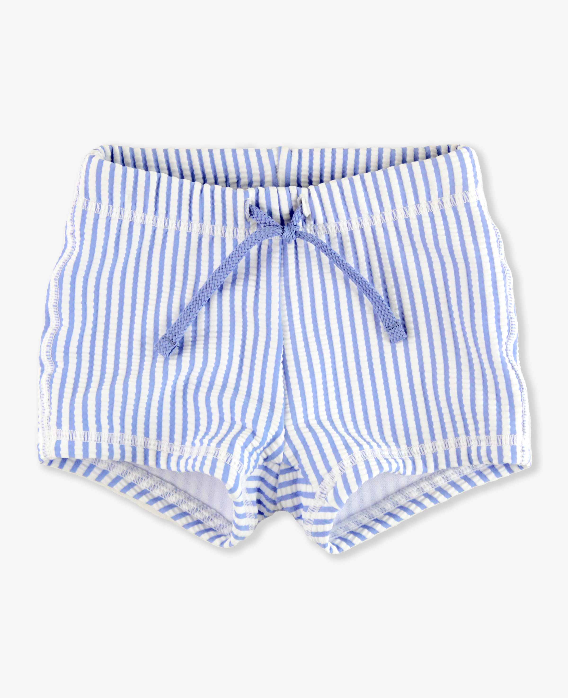 Periwinkle Blue Seersucker Shortie Swim Trunks
