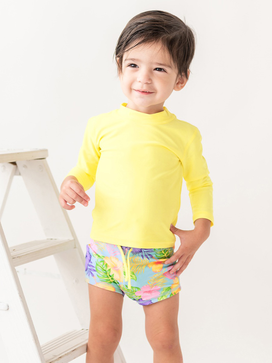 Aloha Blossoms Shortie Swim Trunks