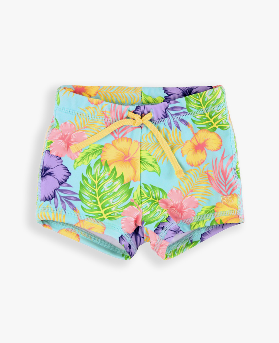 Aloha Blossoms Shortie Swim Trunks