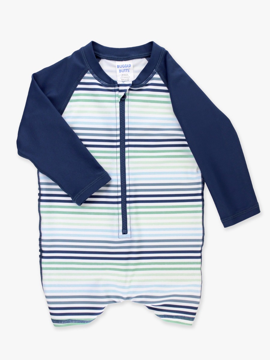 Coastal Stripes Long Sleeve One Piece Rash Guard