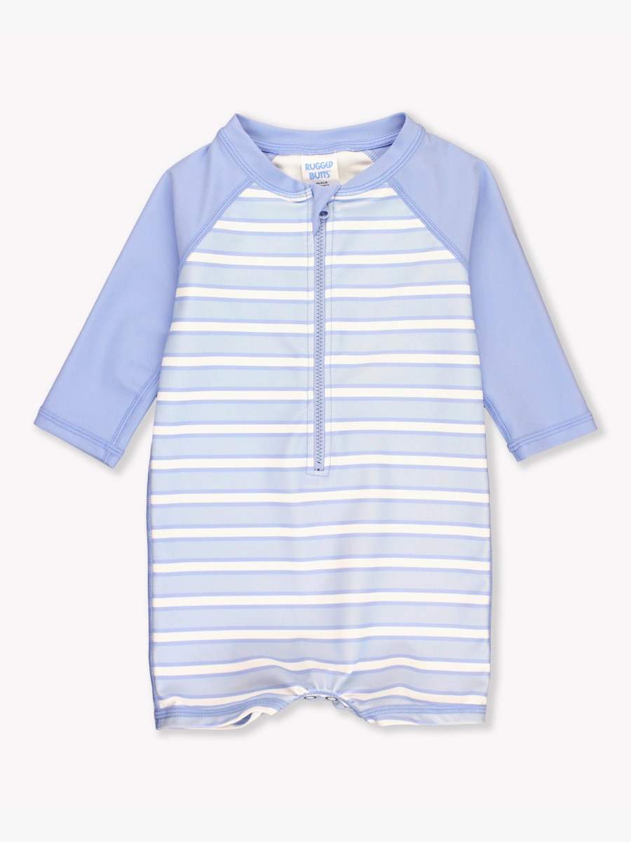 Periwinkle Blue & Windsurfer Stripe Long Sleeve One Piece Rash Guard