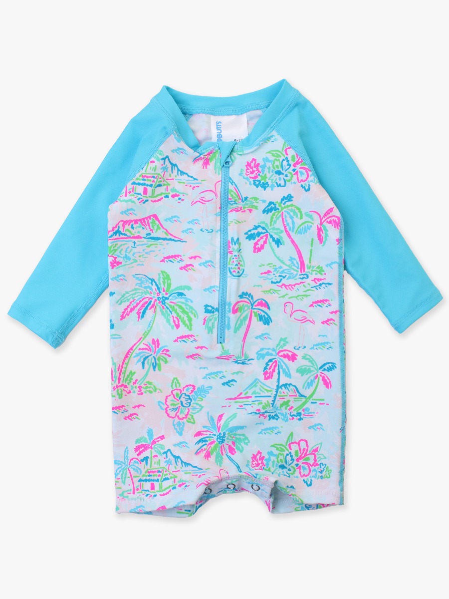 Tropical Resort Long Sleeve One Piece Rash Guard