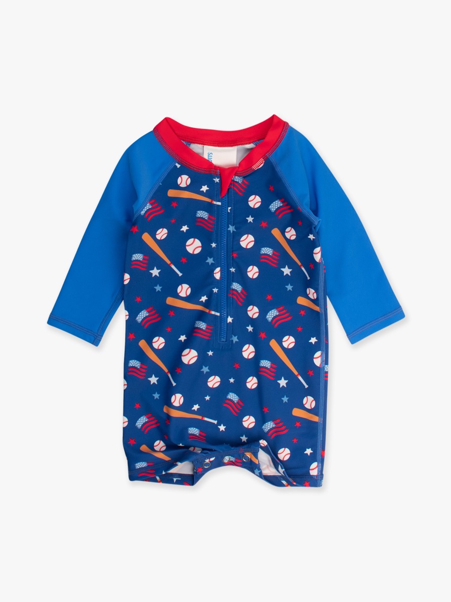 Play Ball Long Sleeve One Piece Rash Guard - 3-6m