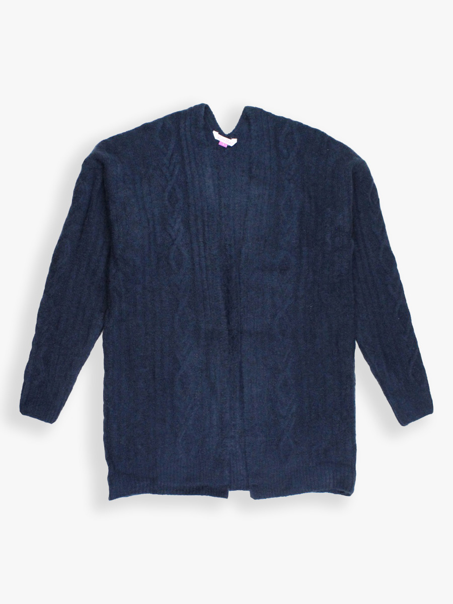 Dark Navy Women's Cozy Sweater Knit Open Cardigan