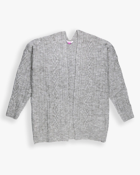 Heather Light Gray Women's Cozy Sweater Knit Open Cardigan