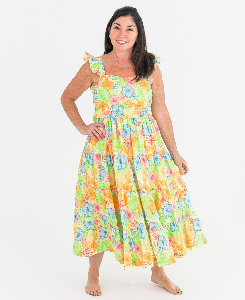 Happy Hula Women's Smocked Flutter Strap Dress