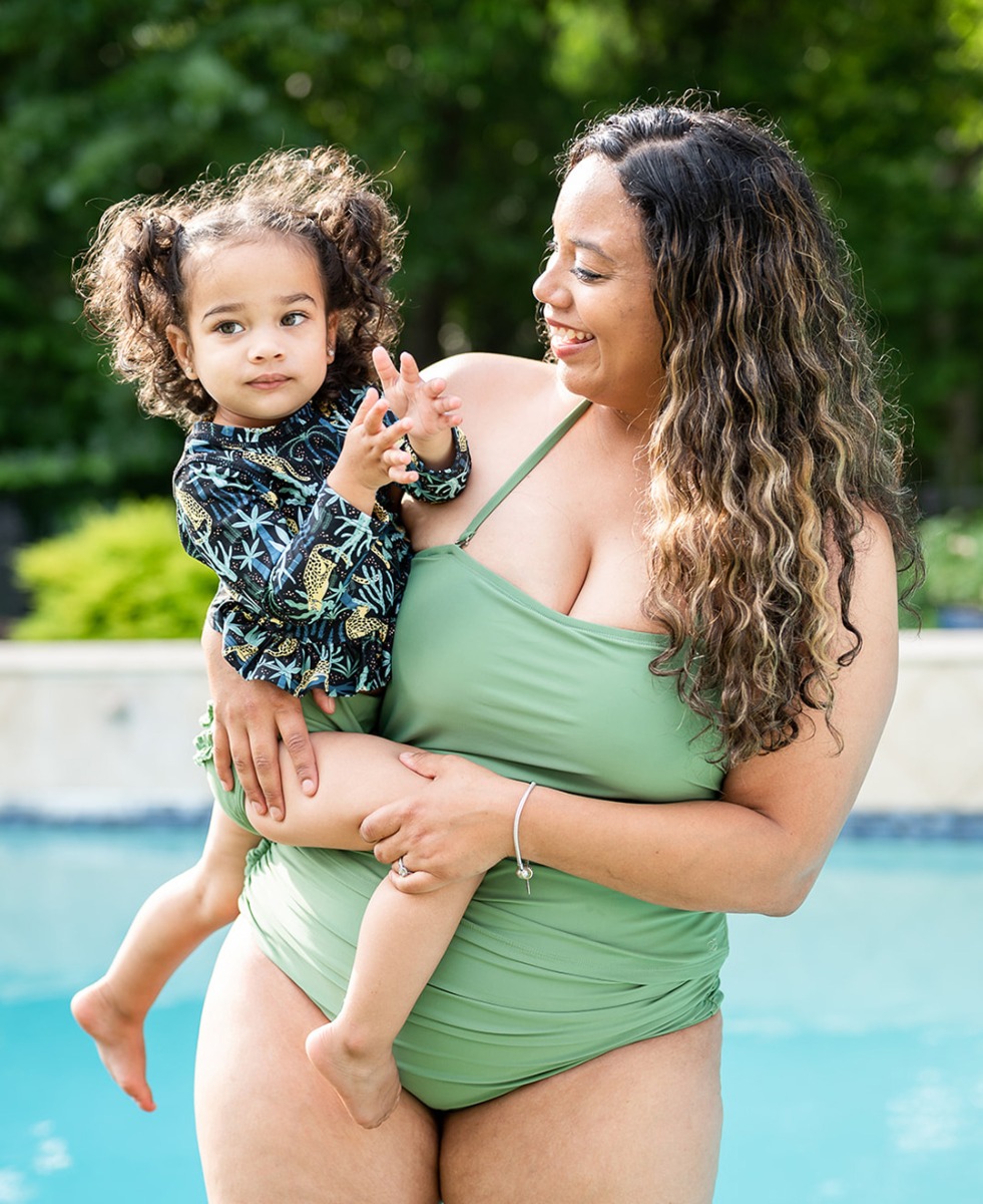 Women's Rainforest Green Ruched Swim Bottoms