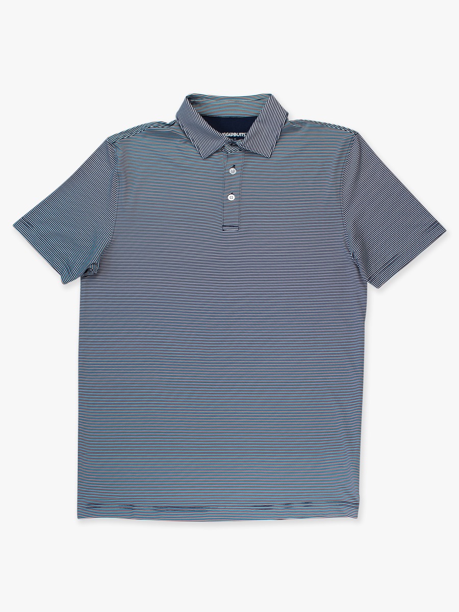 Navy Micro Stripe Men's Knit Short Sleeve Performance Polo