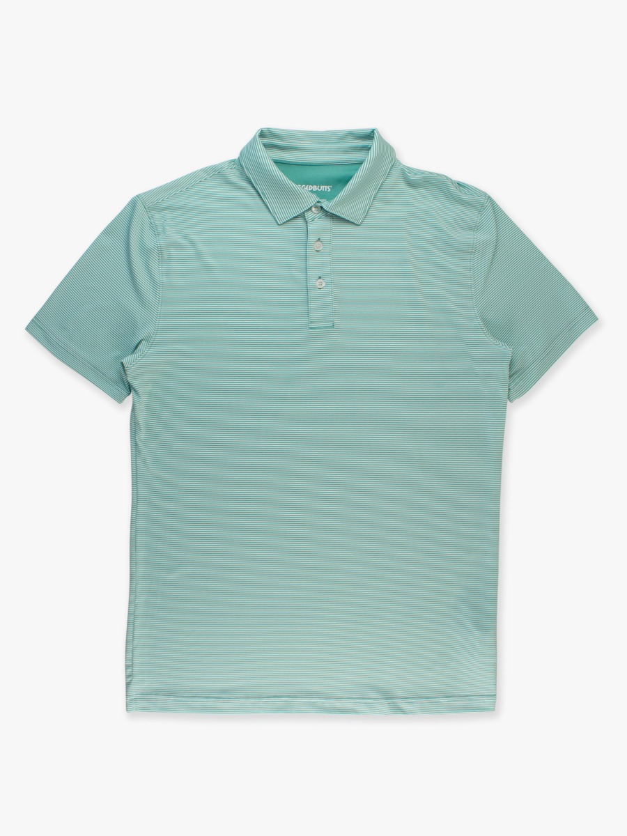 Marine Green Micro Stripe Men's Knit Short Sleeve Performance Polo Shirt