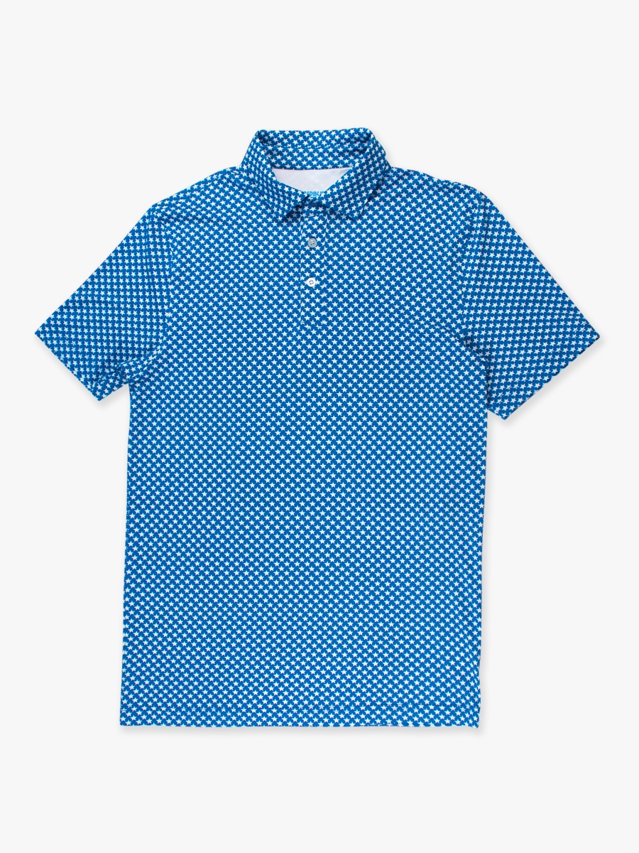 Tiny Blue Stars Men's Knit Short Sleeve Performance Polo Shirt