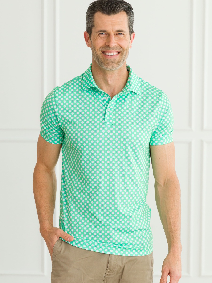 Tiny Tee Time Men's Knit Short Sleeve Performance Polo Shirt