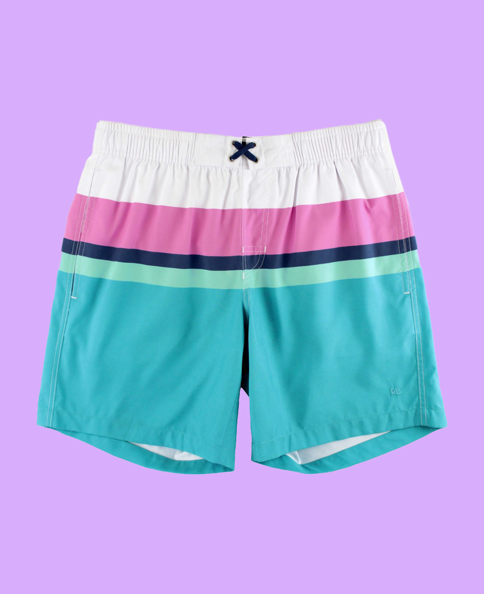 Aqua Color Block Men's Swim Trunks
