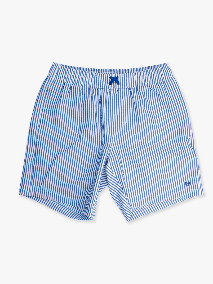 Blue Seersucker Men's Swim Trunks
