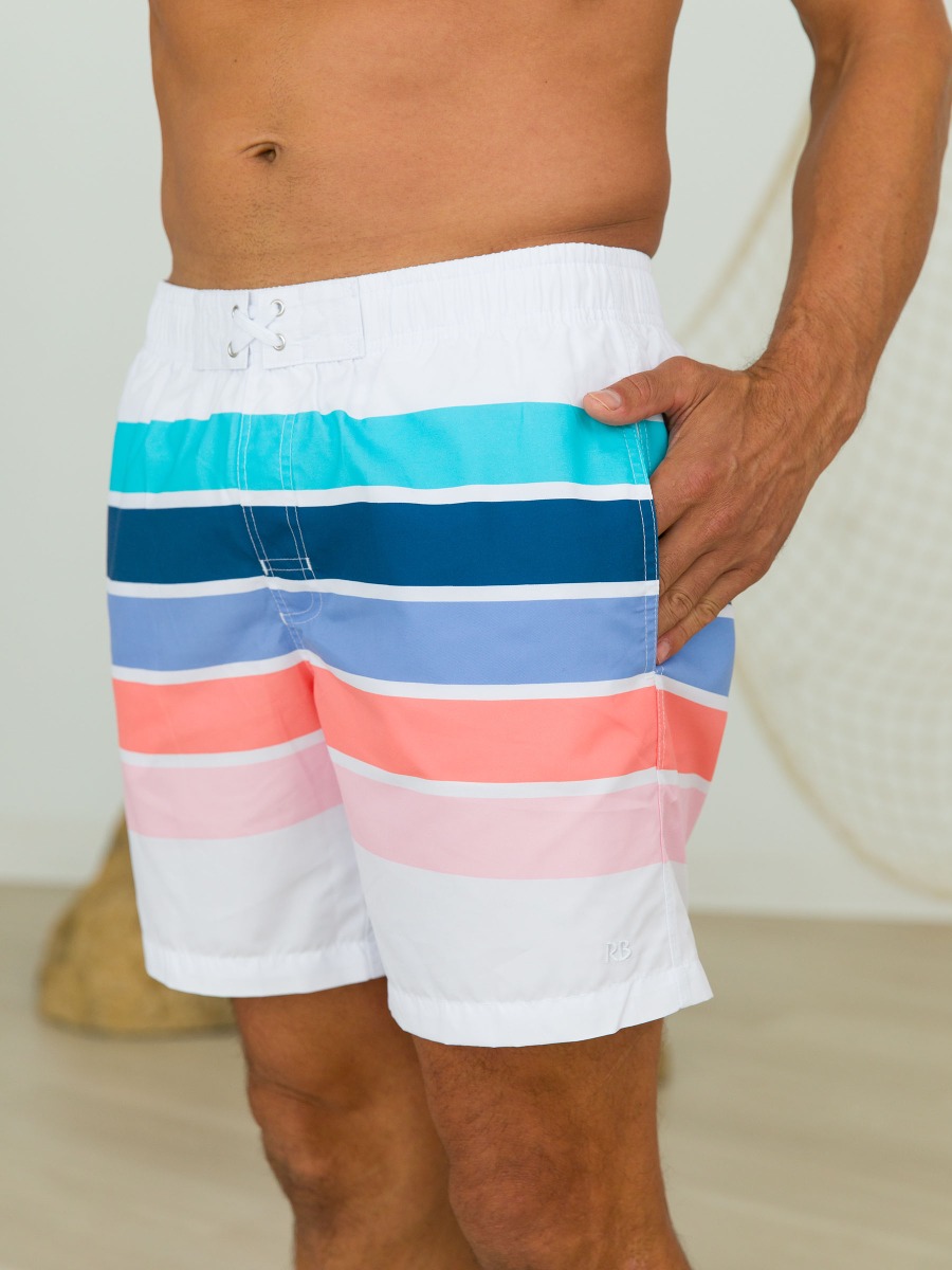 Seaside Stripe Men's Swim Trunks