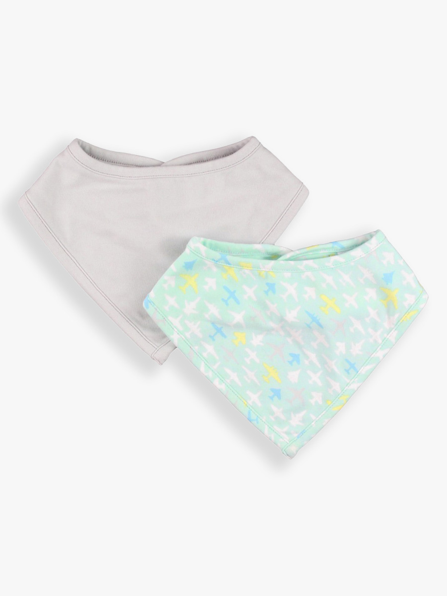 Dove Gray and Take Flight Knit 2-Pack Bandana Bibs