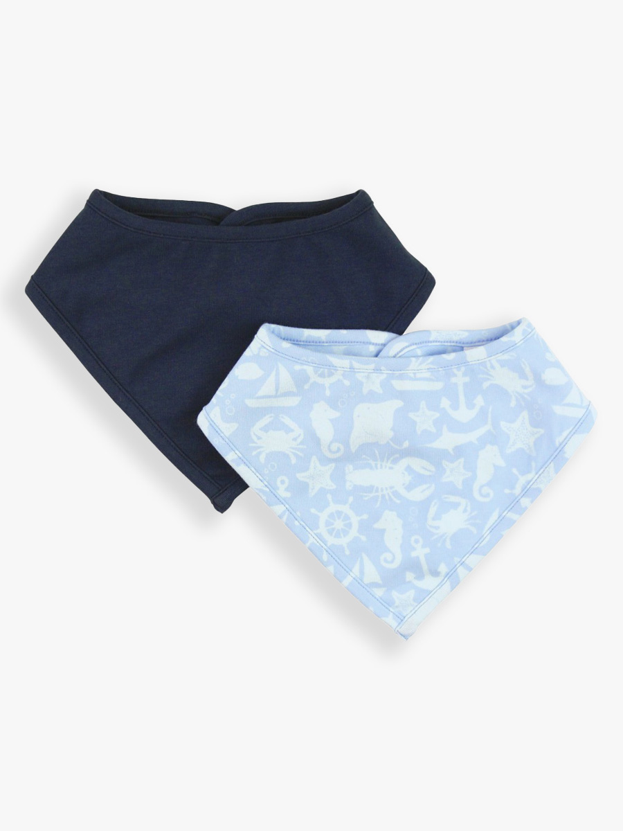 Dark Navy and Coastal Treasures Knit 2-Pack Bandana Bibs